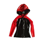Новый стиль 100% латексная резиновая мужская повседневная черно-красная спортивная куртка с капюшоном на молнии 0,4 мм