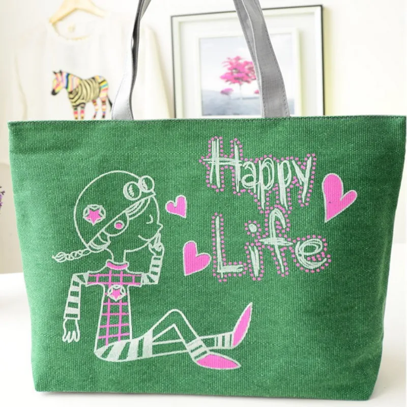 Одежда с принтом в виде сердечек Холст сумка женская Повседневная пляжная