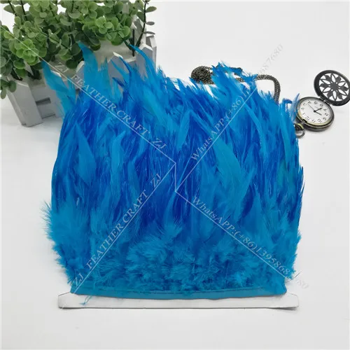 No.31 Turquoise 10 ярдов, 10-15 см, отделка из натурального меха хакле/петух, хвост, куриное перо, отделка для платья/юбки/костюма/ремесла, 35 цветов - Цвет: No.31 Turquoise