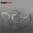 Классическая половинная оправа Хорошее качество памяти Титан металлического сплава бренд рецепту очки Оптическая оправа для очков