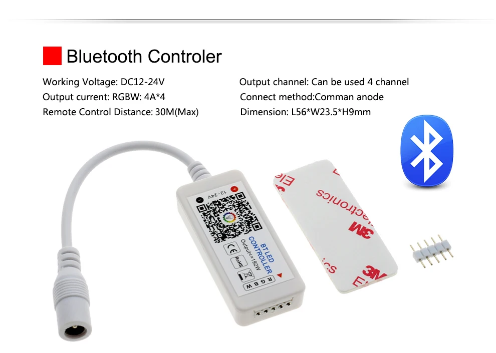 Bluetooth контроллер RGBW светодиодные полосы набор 12 в светодиодные ленты 5050 5 м 60 Светодиодный/м+ Bluetooth контроллер+ адаптер питания
