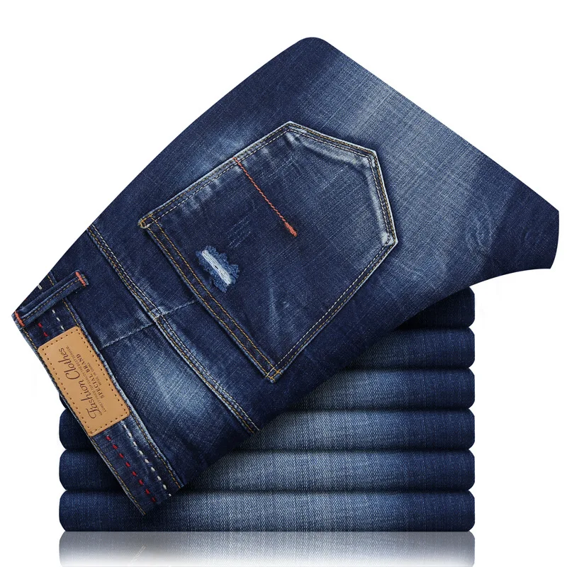 2016 Новый Стиль Зима Прямые мужские Оптом Хлопка Стрейч Джинсы Тонкий Молодежные