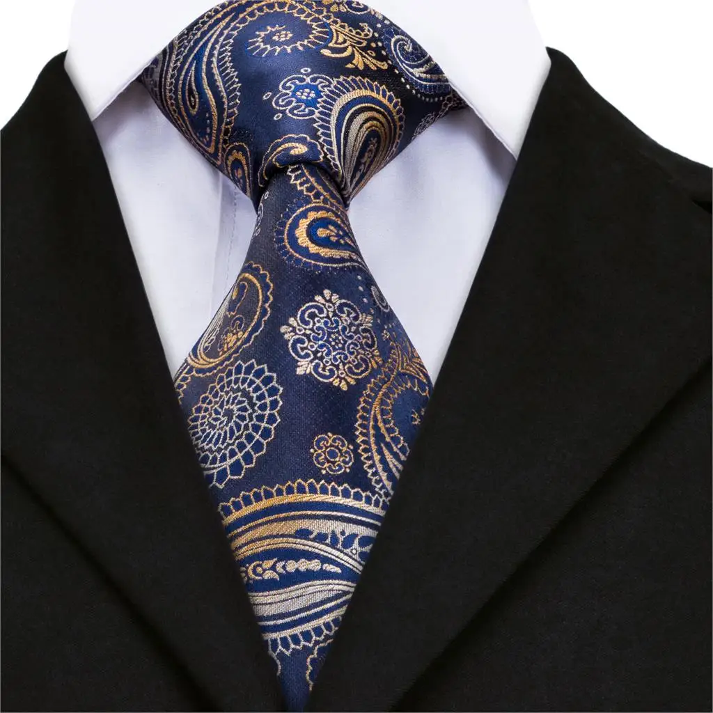 Hi-Tie брендовые дизайнерские роскошные шелковые галстуки для мужчин модные синие Пейсли шёлк-жаккард тканый галстук без запонки галстук CZ-001