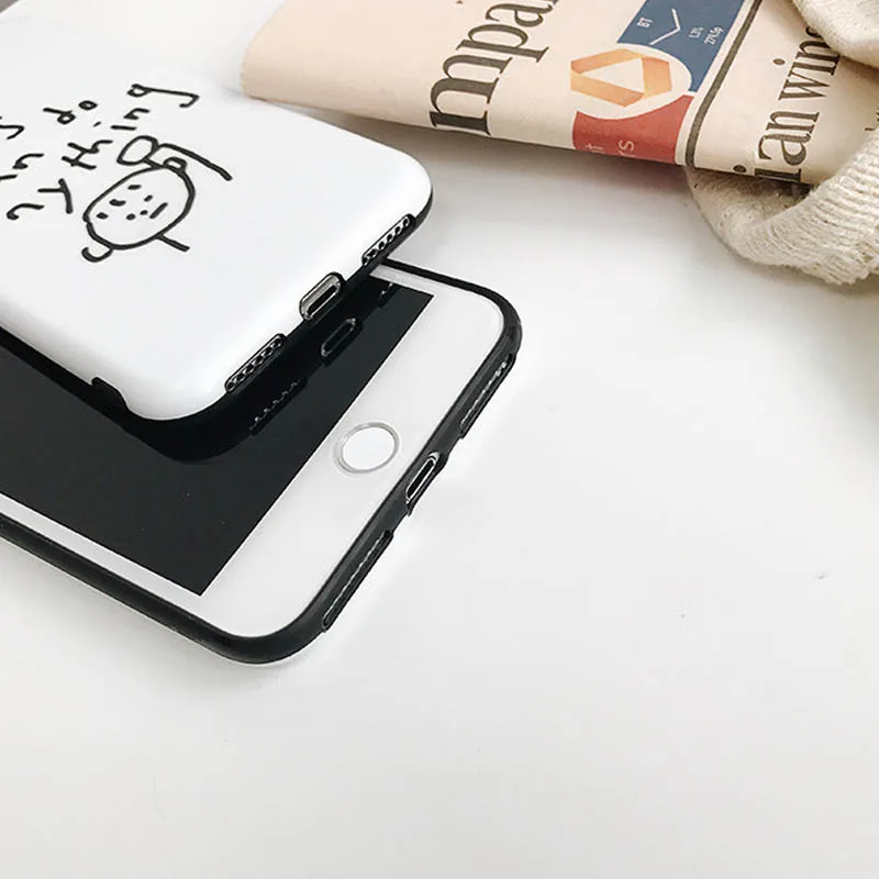 JIBAN Ins Hand-painted English Phone Case for iPhone X iphone 6 6s 6plus 7 8 plus protection Cover Funny Cartoon Soft Capa |