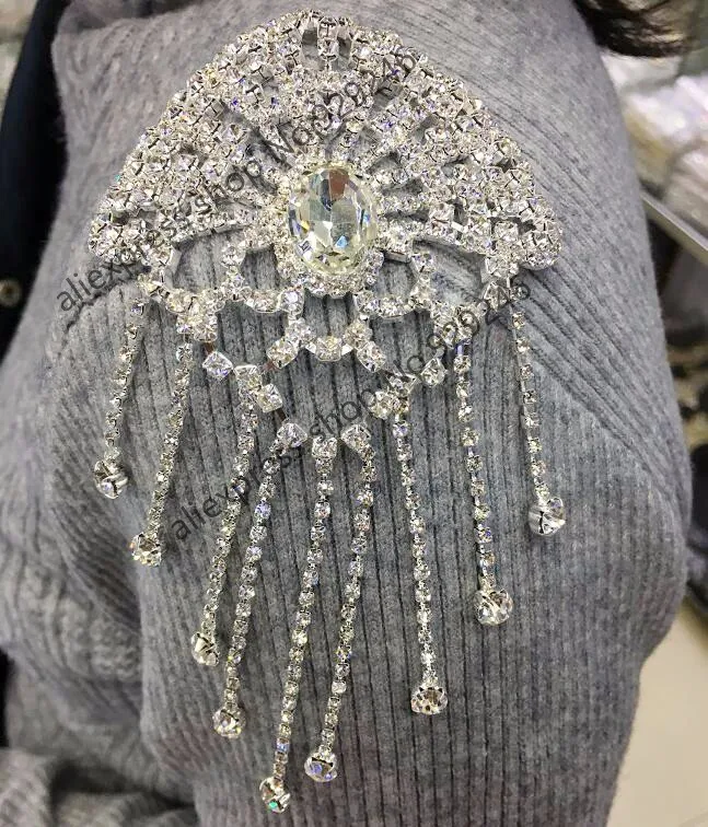 2 шт./лот блестящая белая Хрустальная аппликация с камнем кисточки серебро AB