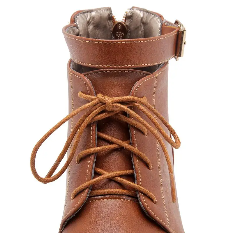 ZALAVOR/женские зимние ботильоны теплая меховая обувь на шнуровке женские ботинки