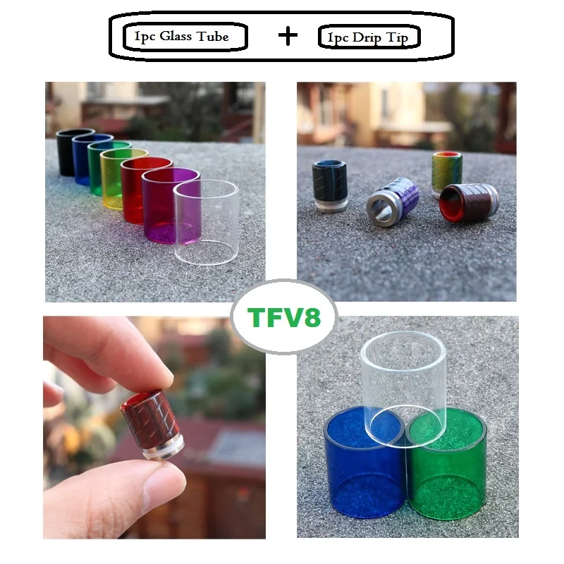

KADIER Tools Kit Pyrex Glass Tube for SMOK TFV8 Epoxy Derlin drip tip 510 mouthpiece for SMOK TFV8 replacement glass tank