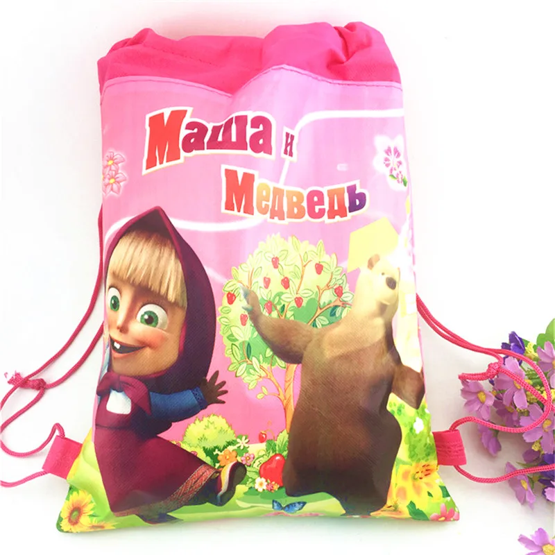 Masha-BagB 5/10/20/30 шт с героями мультфильма «Маша и Медведь» Вечерние Сумка-кисет для девочек дорожные сумки для хранения посылка школьные рюкзаки День рождения свадебные сувениры - Цвет: Masha-BagB