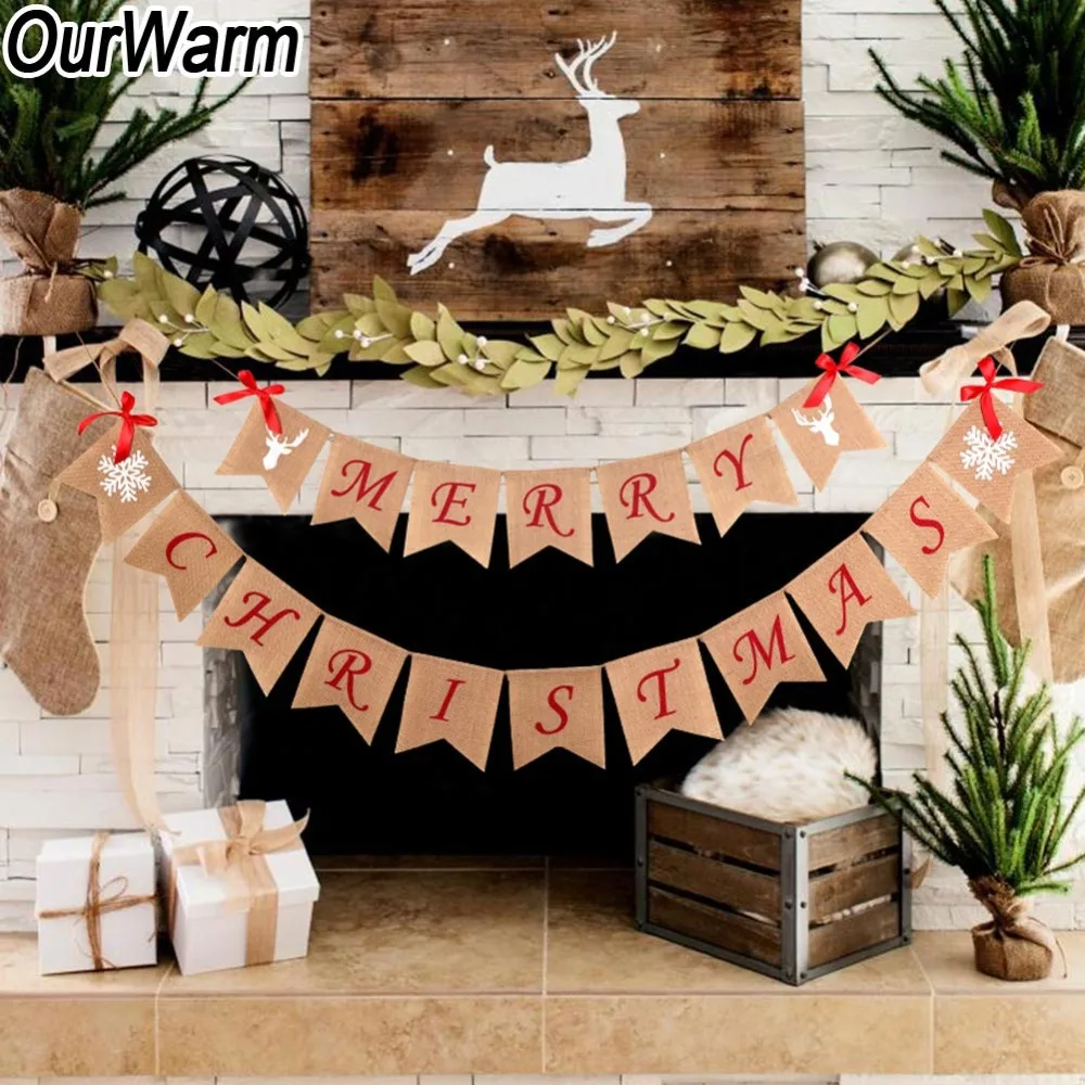 Burlap Banner OurWarm 252 см винтажные рождественские украшения для дома гирлянда