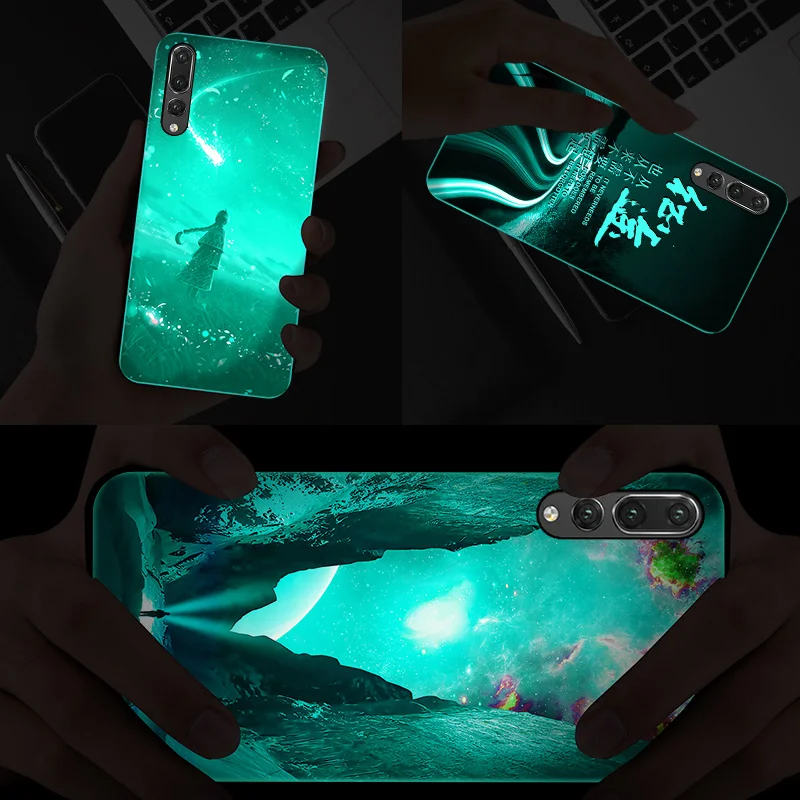 Luminous Phone Cover For Huawei Honor Play 7X 8 8X Max 9 10 Lite P20 P30 Mate 20 Pro P10 Nova 3 Tempered Glass Cases | Мобильные