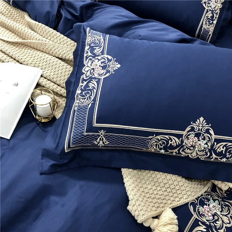 Синий Розовый Роскошный Золотой Королевский вышитый Египетский хлопковый