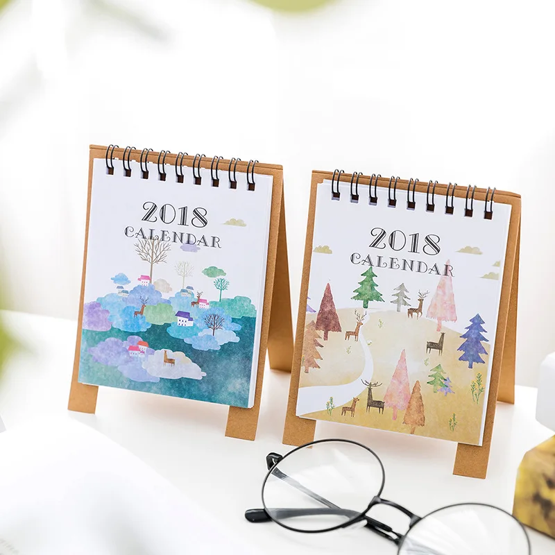 2018 год новый свежий Стиль DIY мультфильм мини настольных Бумага календарь