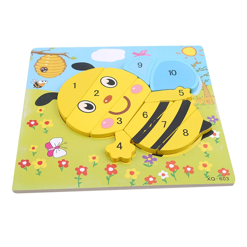 Деревянные Монтессори трехмерные Мультяшные Животные головоломки Развивающие