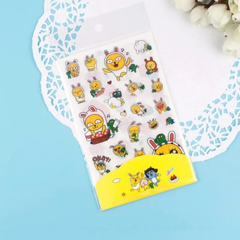 6 листов Корея канцелярские Kawaii Friends мультфильм Медведь Кролик персик наклейка