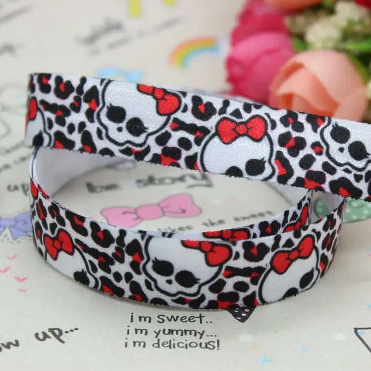 5/8 дюймов бесплатная доставка складная эластичная лента с принтом черепа монстра