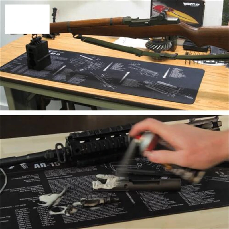 Резиновый коврик для чистки пистолета AR15 AK47 с диаграммой деталей и инструкциями