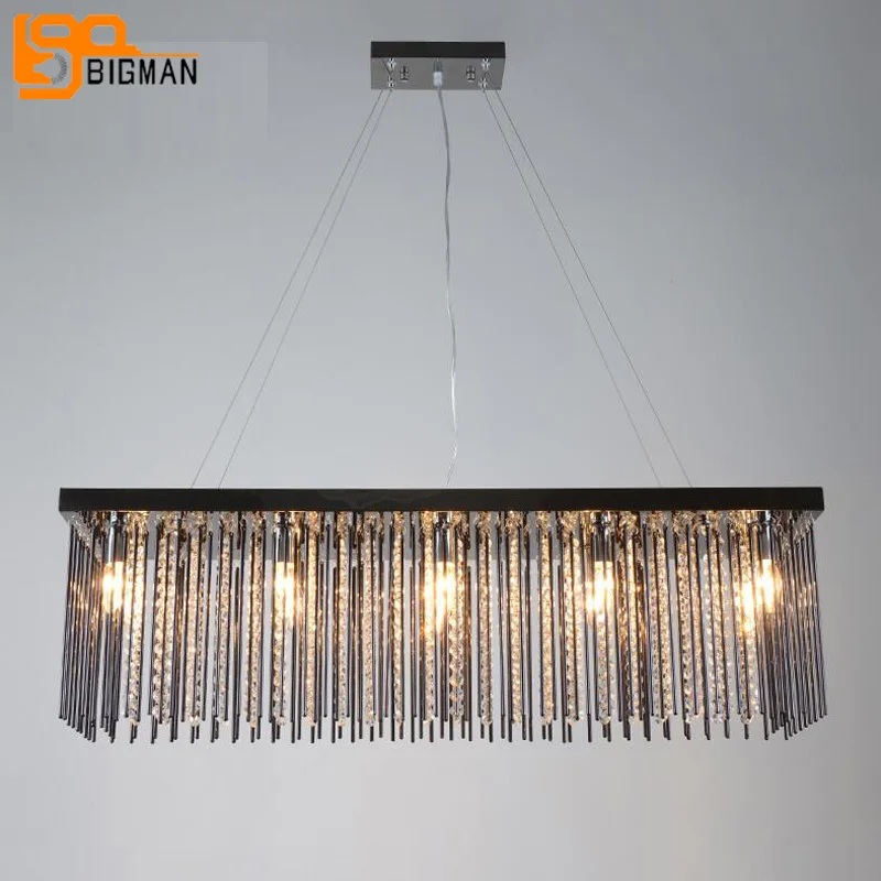 Горячая Распродажа, черная хрустальная люстра L100* W30cm, блестящий светодиодный светильник для столовой, гостиной