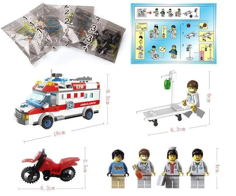 Enlighten New 1118 Block Ambulance Series DIY 328pcs Bricks Truck Building Blocks Toys for children Kids Gift Playmobil | Игрушки и