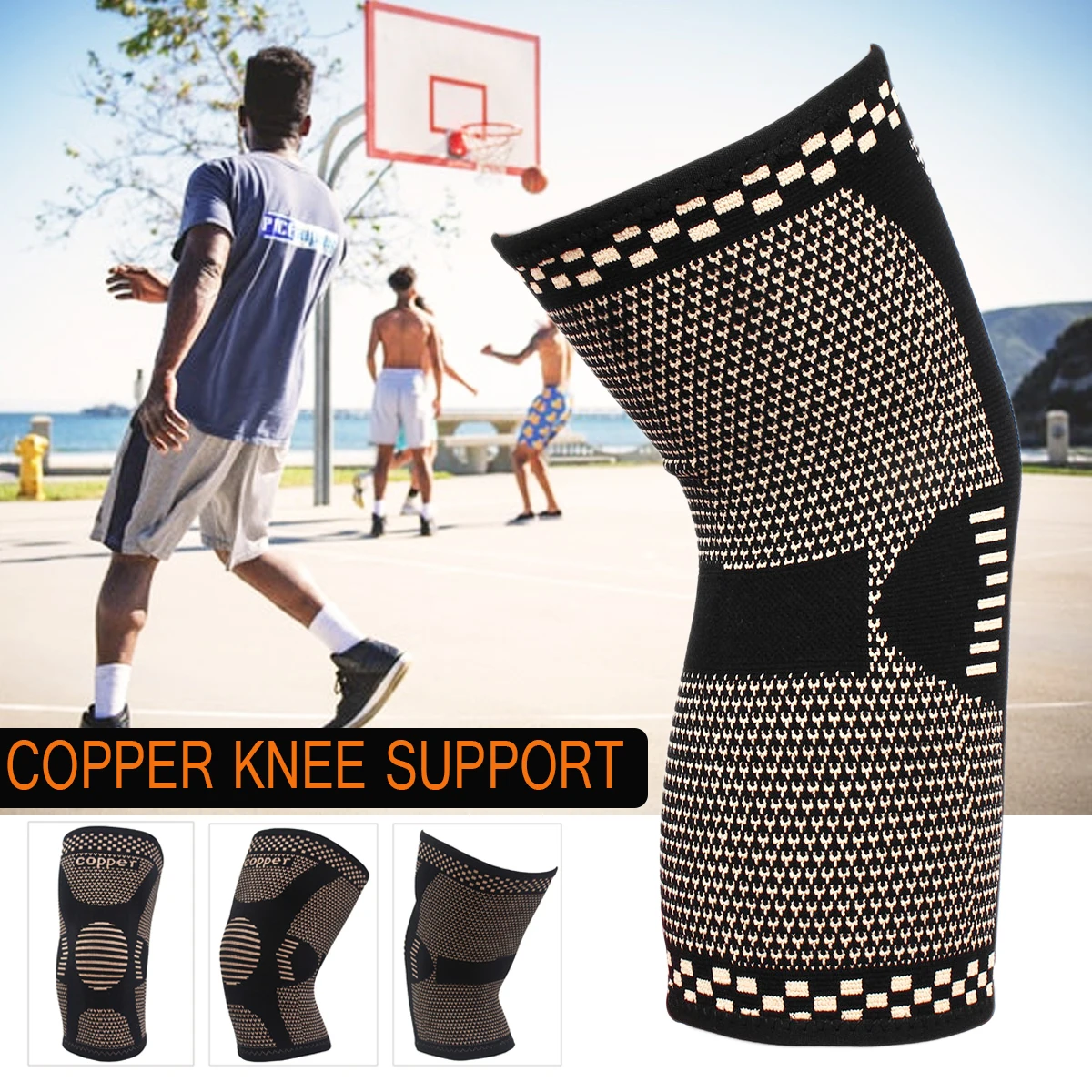 

Copper Infused Knee Pads Compression Keep Warm Patella Protector Support Elastic Bandage Knee Brace Support Sport Pad Volleyball