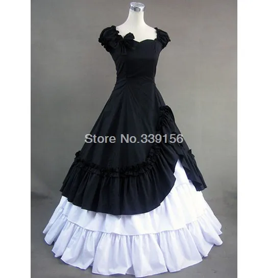Горячая Распродажа черные и белые Готический Витория бальное праздничное платье