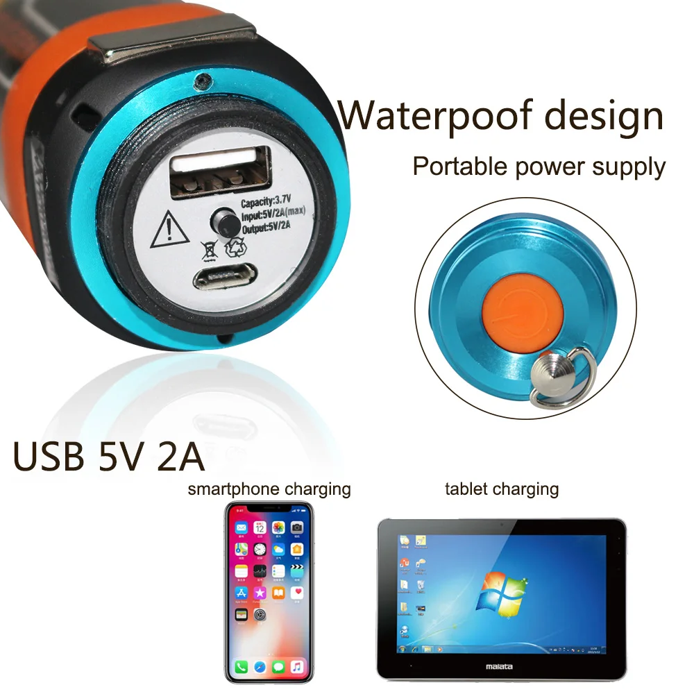 USB перезаряжаемые походные фонари Powerbank Портативный светильник ing IP68 Водонепроницаемый Открытый флэш-светильник аварийный светодиодный светильник
