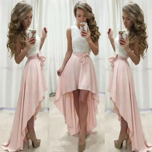 Женское длинное платье без рукавов кружевное с бантом вечернее Бальное летнее