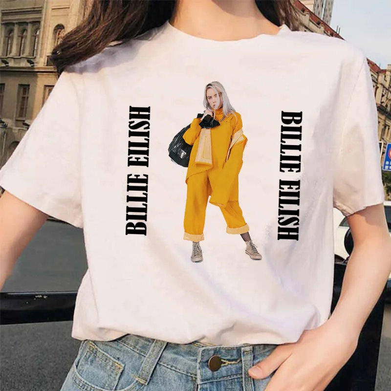 Billie Eilish футболка ulzzang Женская Хип-хоп женская одежда футболка забавная harajuku Летняя Повседневная футболка ulzzang уличная одежда