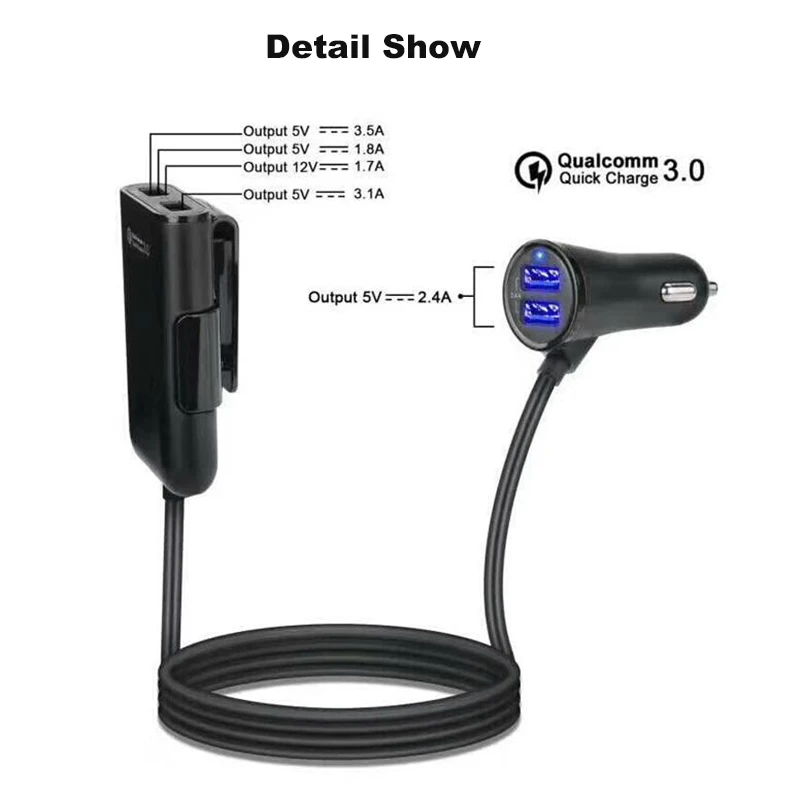 Универсальное быстрое автомобильное зарядное устройство QC3.0 QC2.0 4 usb порта для iPhone