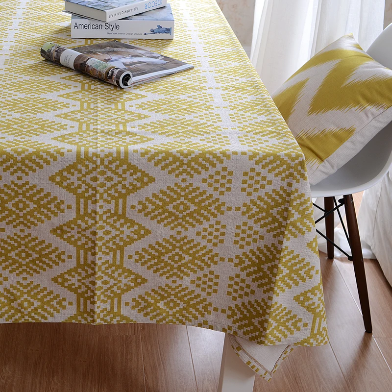 

Nordic Geometry Table Cloth Dining Thick Linen Cotton Customize Tablecloth Coffee Restaurant Home Decorative Cloth Cover