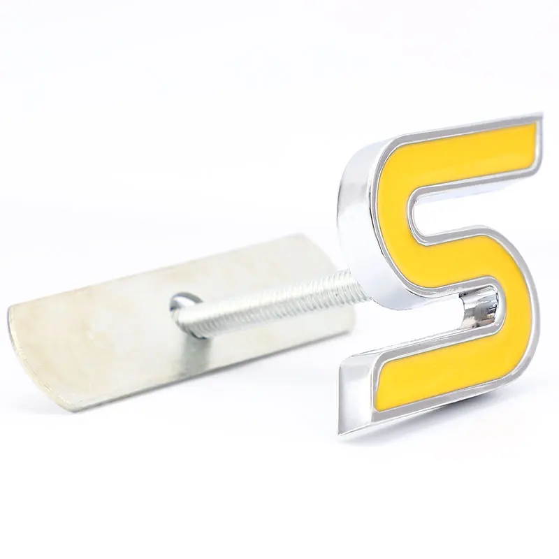 Yellow Front Grille 3D Металлическая S Передняя решетка хромированная эмблема бейдж наклейки для автомобиля наклейки для Ford Focus Fiesta Ecosport Kuga Mondeo Everest стайлинга автомобилей - Название цвета: Yellow Front Grille