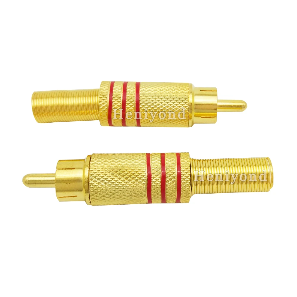 

5Pcs/lot RCA Connector Gold Plated Wire Connector 6mm Cable RCA Male Plug Professional Speaker Audio Adapter