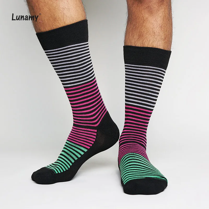 25 цветов Pinstripes Повседневные Носки мужские Crew Бизнес Хлопок Sox Смешные забавные