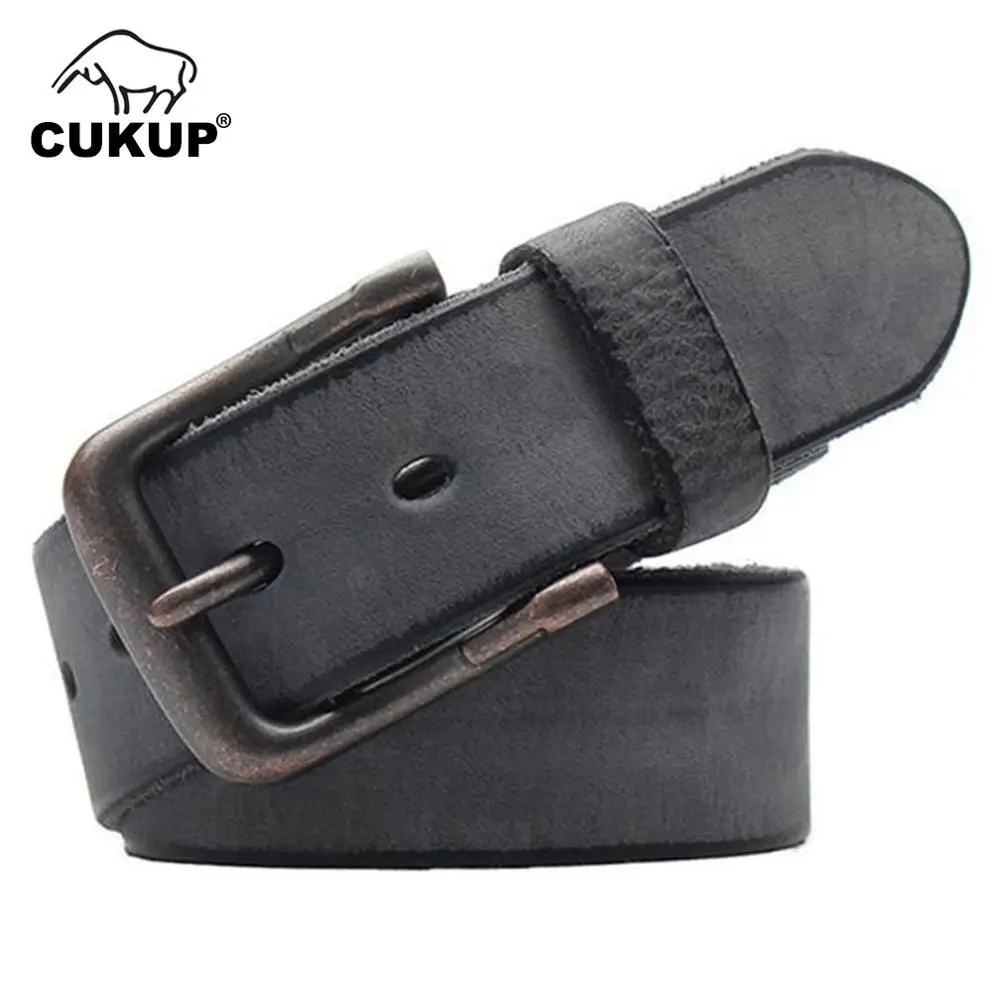 CUKUP 100% Pure Quality Solid Cow Skin Leather Belts Retro Pin Buckle Male Casual Styles Jeans Belt for Men 38mm Width NCK288