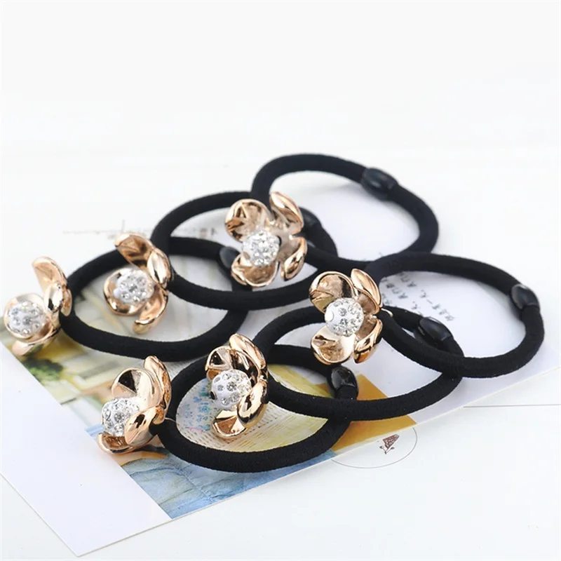 1 шт. аксессуары для волос с шариками женщин эластичные резинки золотыми цветами