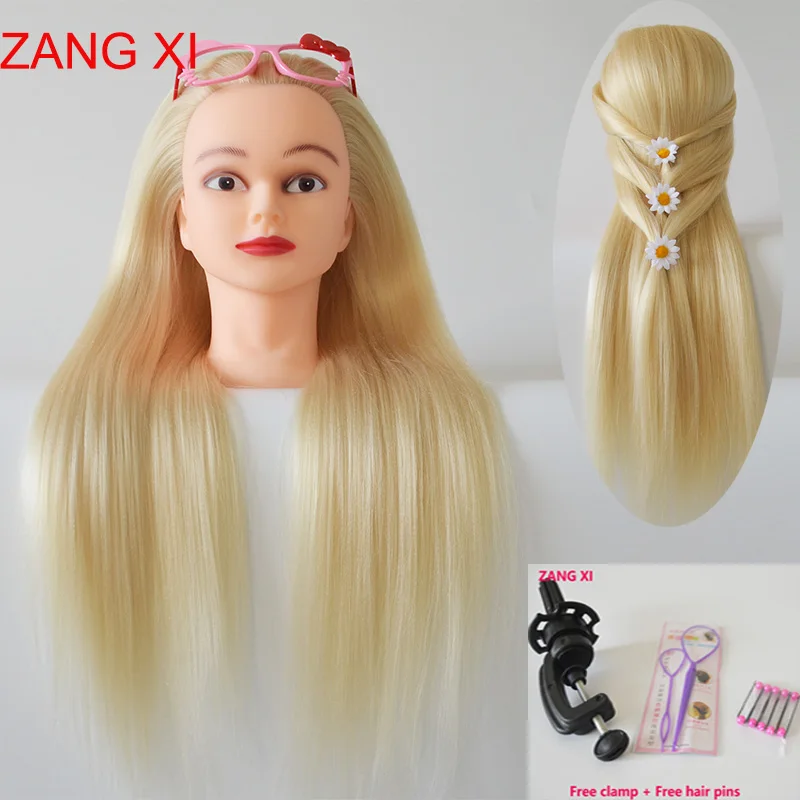 100% High Temperature Fiber Long Blonde Hair Mannequin Head For Hairdressing Training Heads Manikin Head for Sale Maniquin Head