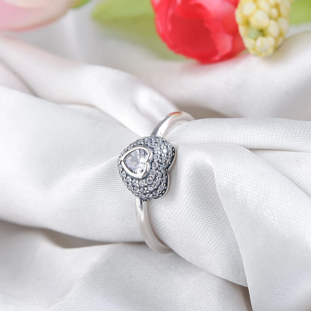 LZESHINE любящее сердце Форма кольца с AAA кубический цирконий 925 ювелирных изделий