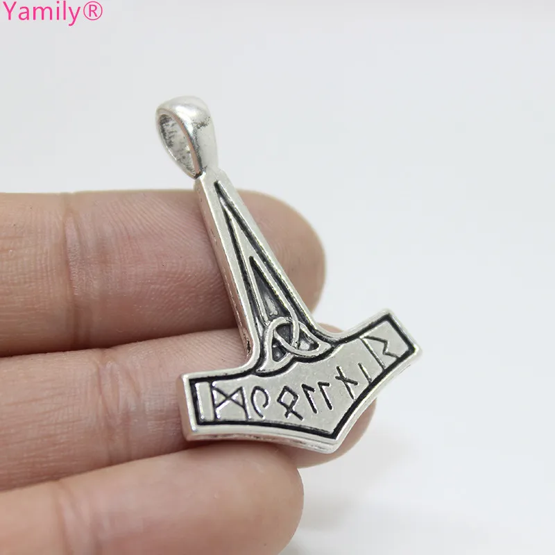 

12pcs--25x37mm Antique silver tone Thor's hammer Charms thor hammer charm pendant