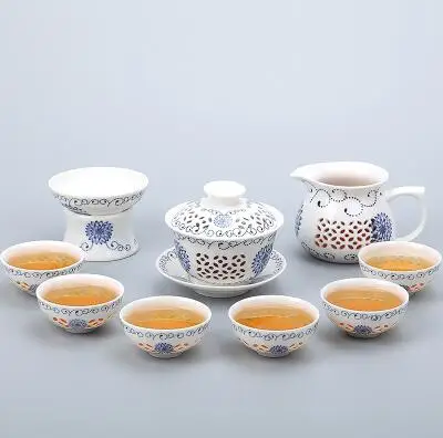 Style E TANGPIN сине-белый керамический чайник Gaiwan, чайная чашка для Пуэр китайский чайный набор кунг-фу посуда для напитков - Цвет: Style E