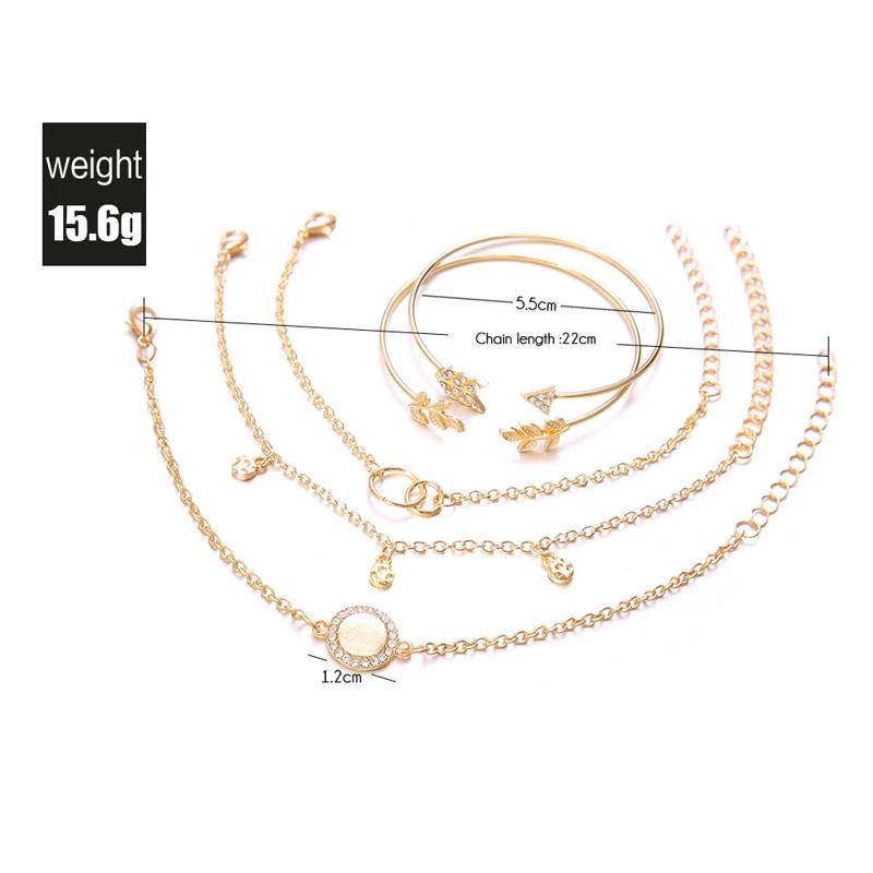 Modyle в богемном стиле со стрелками листья круглый браслеты с брелоками для женщин