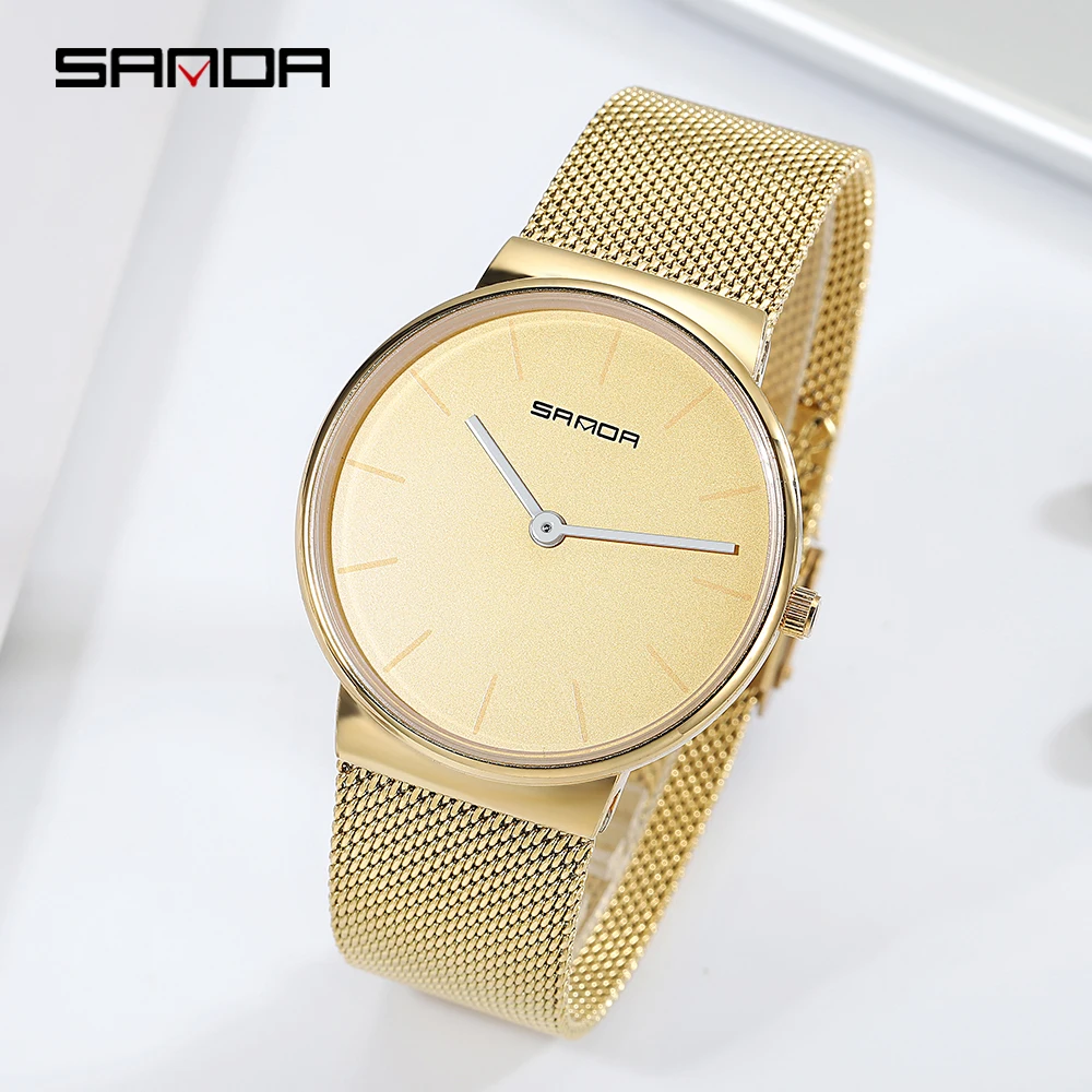 SANDA Brand Luxury Mens Watches Men Fashion Simple Quartz Wristwatches Stainless Steel Mesh Belt Male Watch relogio masculino | Наручные