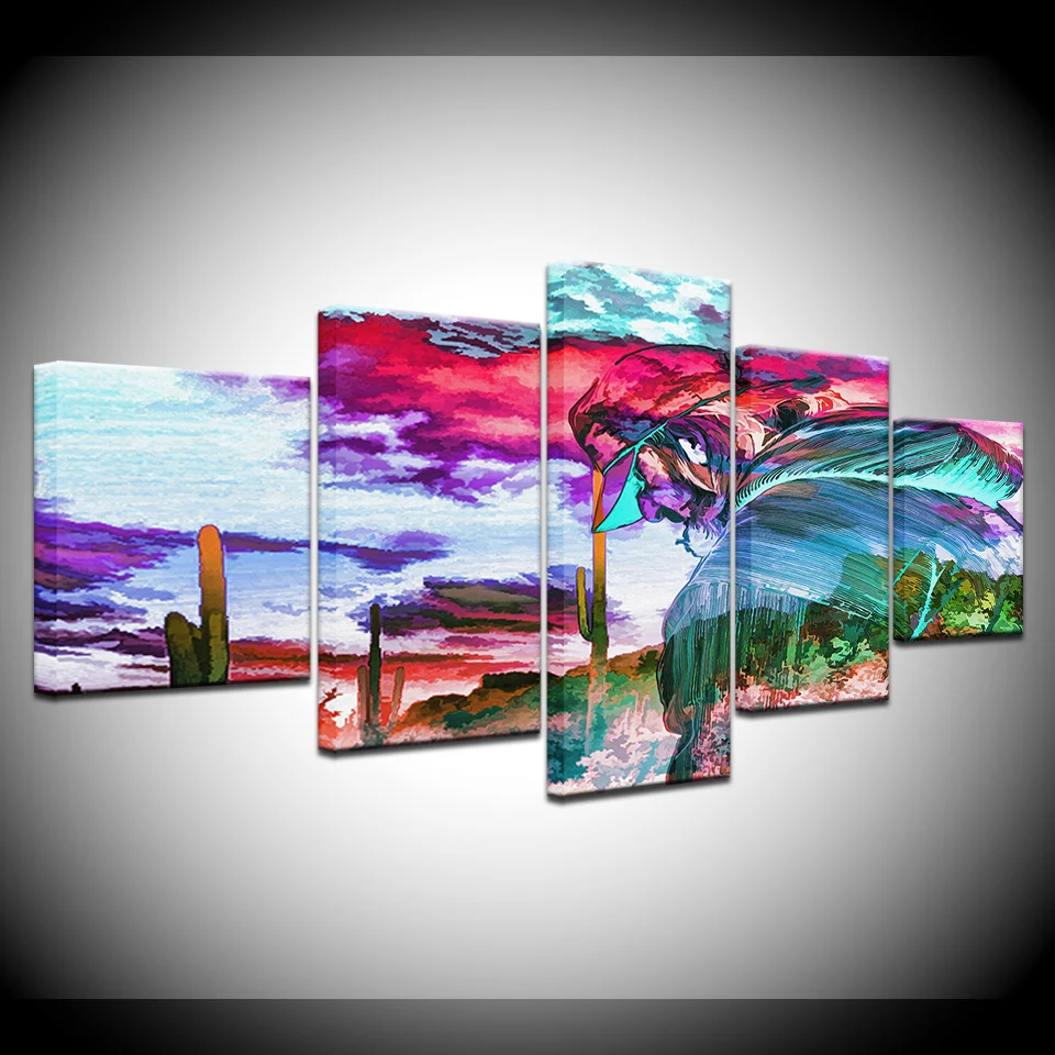 

Framed 5 panel HD Canvas Print Abstract color Character Depiction Living Room Decoration Mural Module Art Spray Painting Artwork