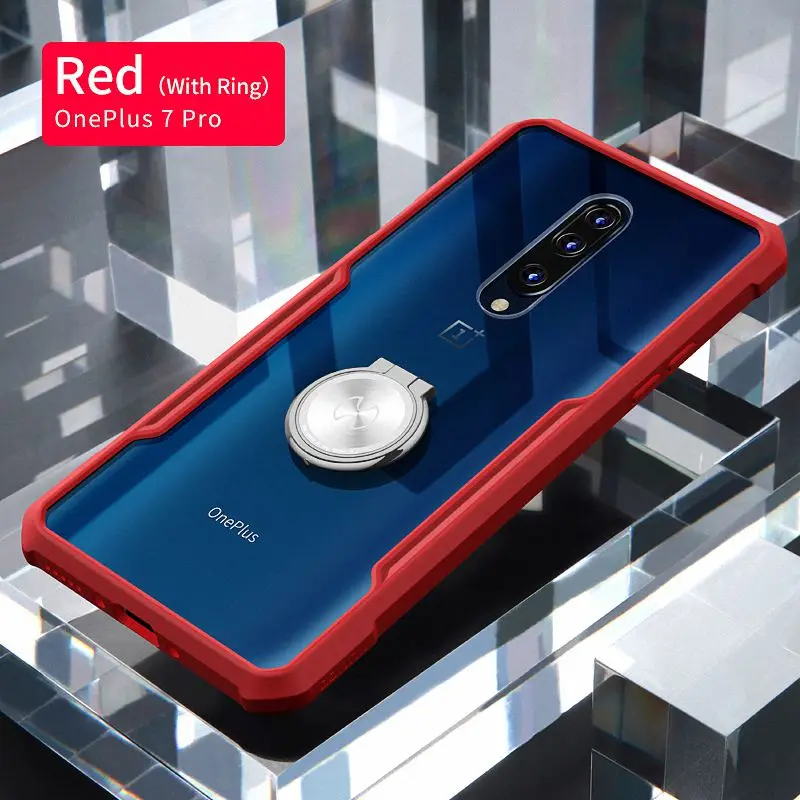 Red - with ring Для Oneplus 7 Pro Чехол xundd Роскошный чехол из ТПУ с 3D лазерным покрытием для One Plus 7 Oneplus7 противоударный чехол для телефона s с ремешком - Цвет: Red - with ring