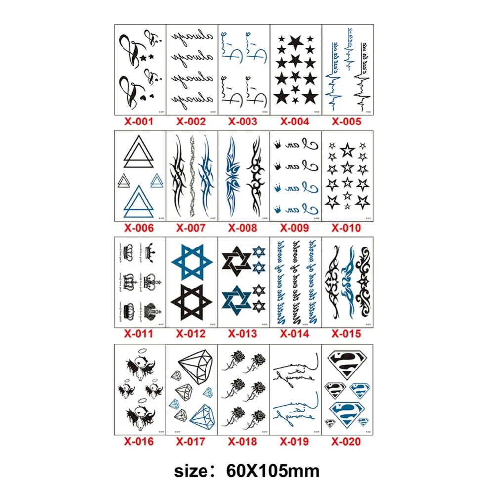 20 шт. набор водонепроницаемых тату наклеек для мальчиков и девочек|Временные