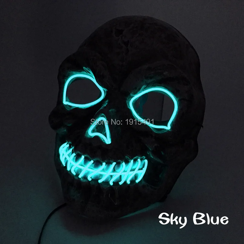 

Glowing Zombie EL Wire Mask Cosplay Party Supplies Neon Led Strip Evil Face Mask For Halloween Carnival