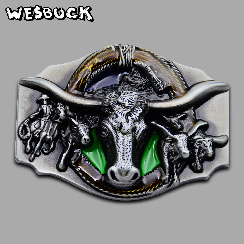 Высококачественная ковбойская пряжка для ремня WesBuck серебристого цвета мужчин и