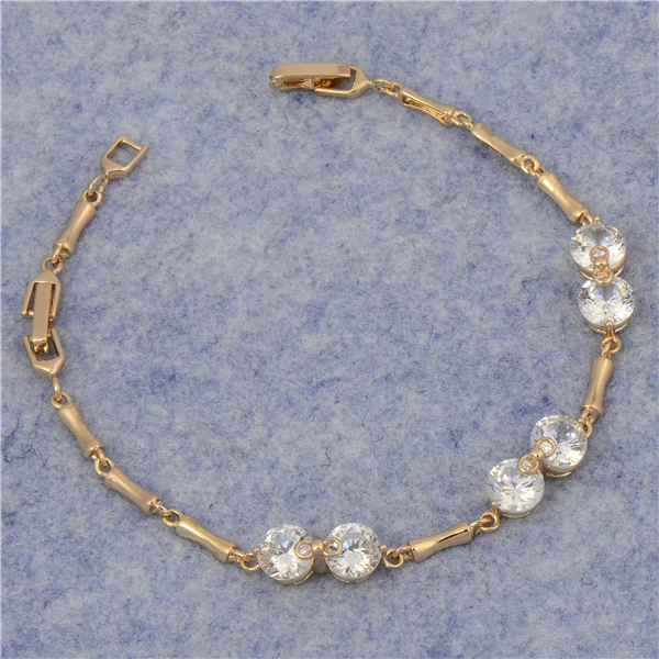Wholesale Fashion Jewelry 18K Yellow Gold Plated White Round Cubic Zirconia Elegant Bracelet|jewelry turquoise|jewelry rollerjewelry making stretch