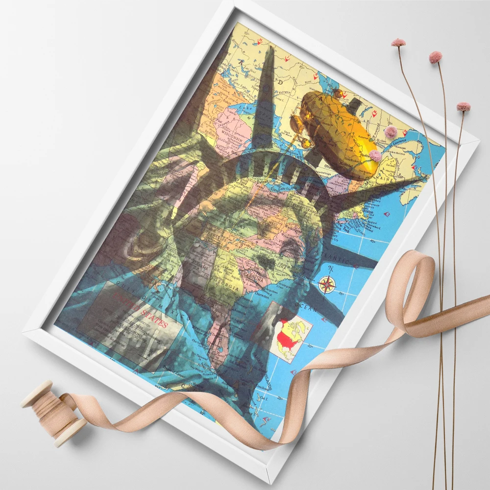 Винтажный словарь Книга Художественная печать американская Статуя Свободы