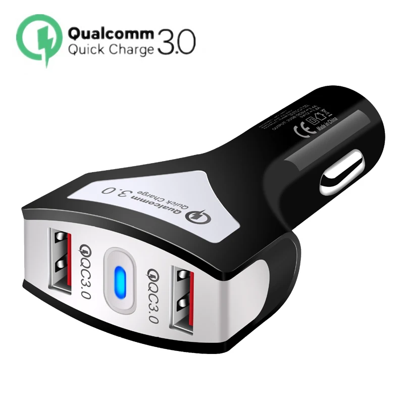 AiSMei QC 3 0 USB Автомобильное зарядное устройство Быстрая зарядка 2 с двойным портом