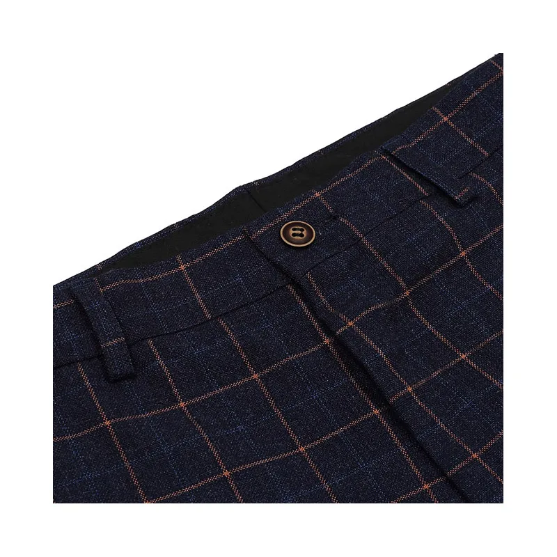 Костюм мужские зимние утолщаются глубокий синий плед мужчин костюм Slim Fit Свадебные костюмы для мужчин делового человека жениха Блейзер мужские костюмы С Штаны