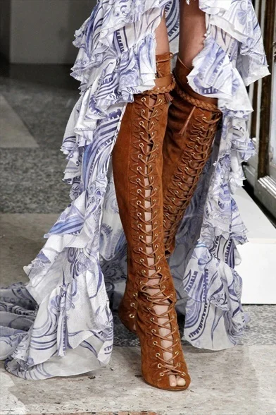 Пикантные Женские Сапоги выше колена на высоком каблуке замшевые высокие сапоги